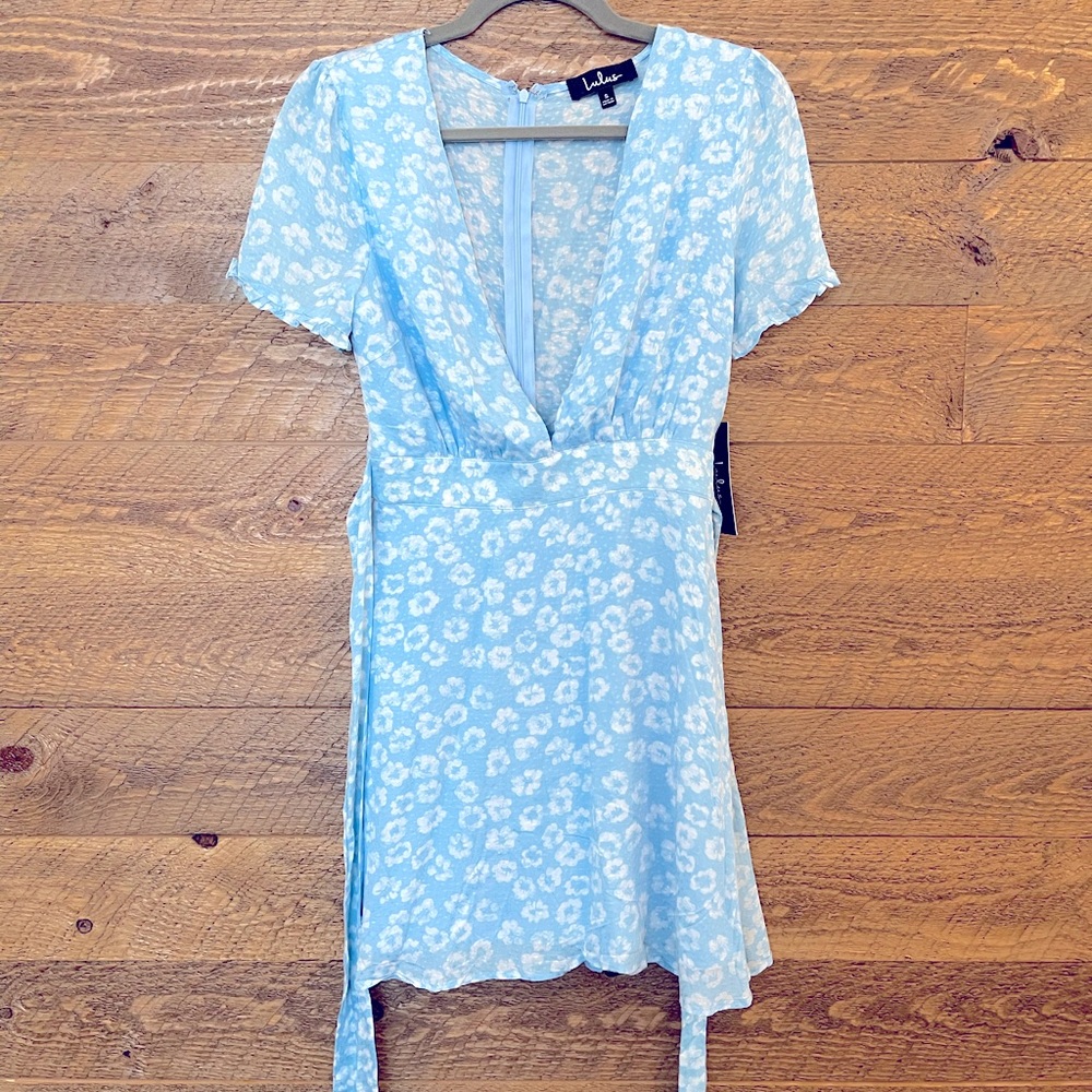 Lulu’s Garden Explorer LightBlue Floral Mini Dress